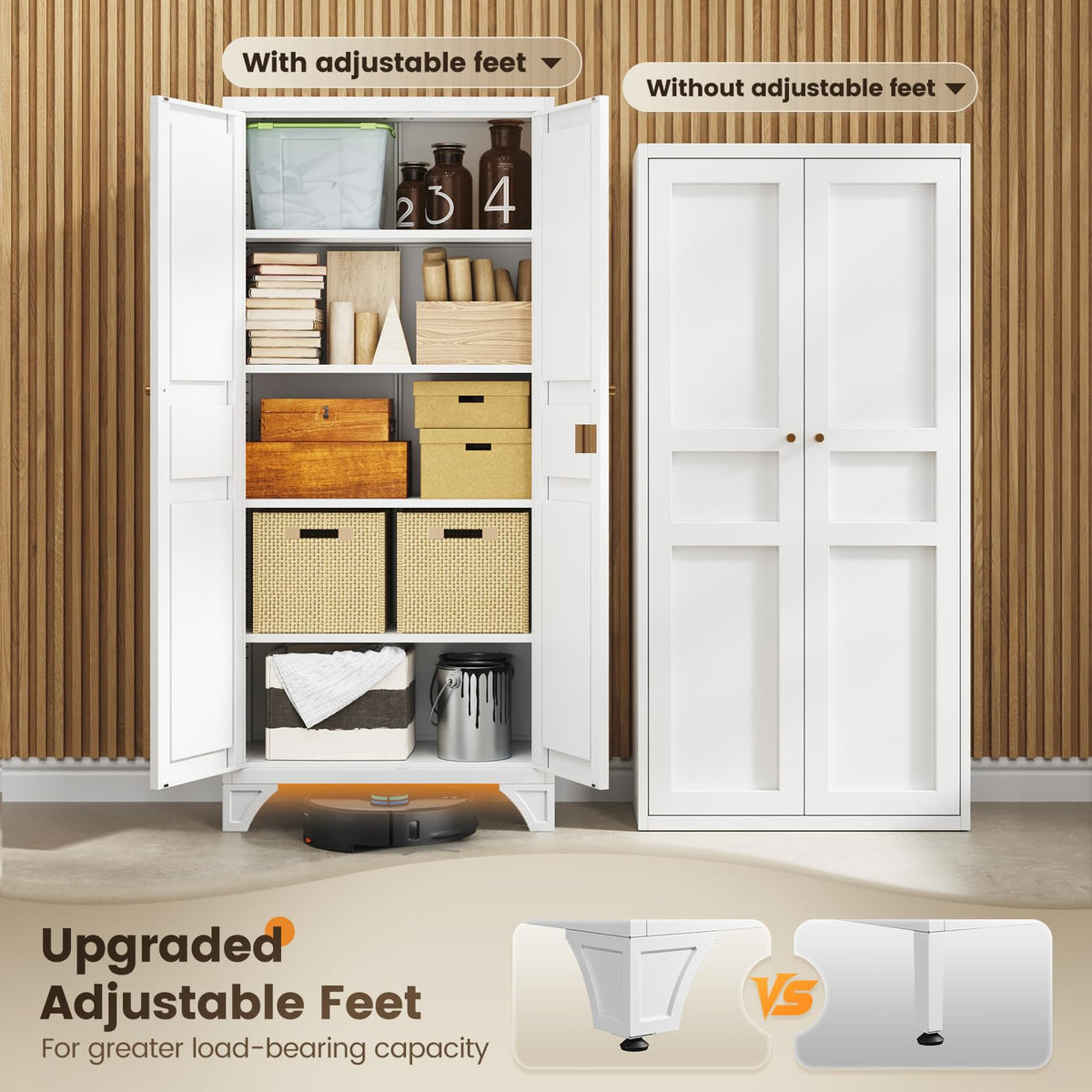White Kitchen Pantry Storage Cabinet 61" L772