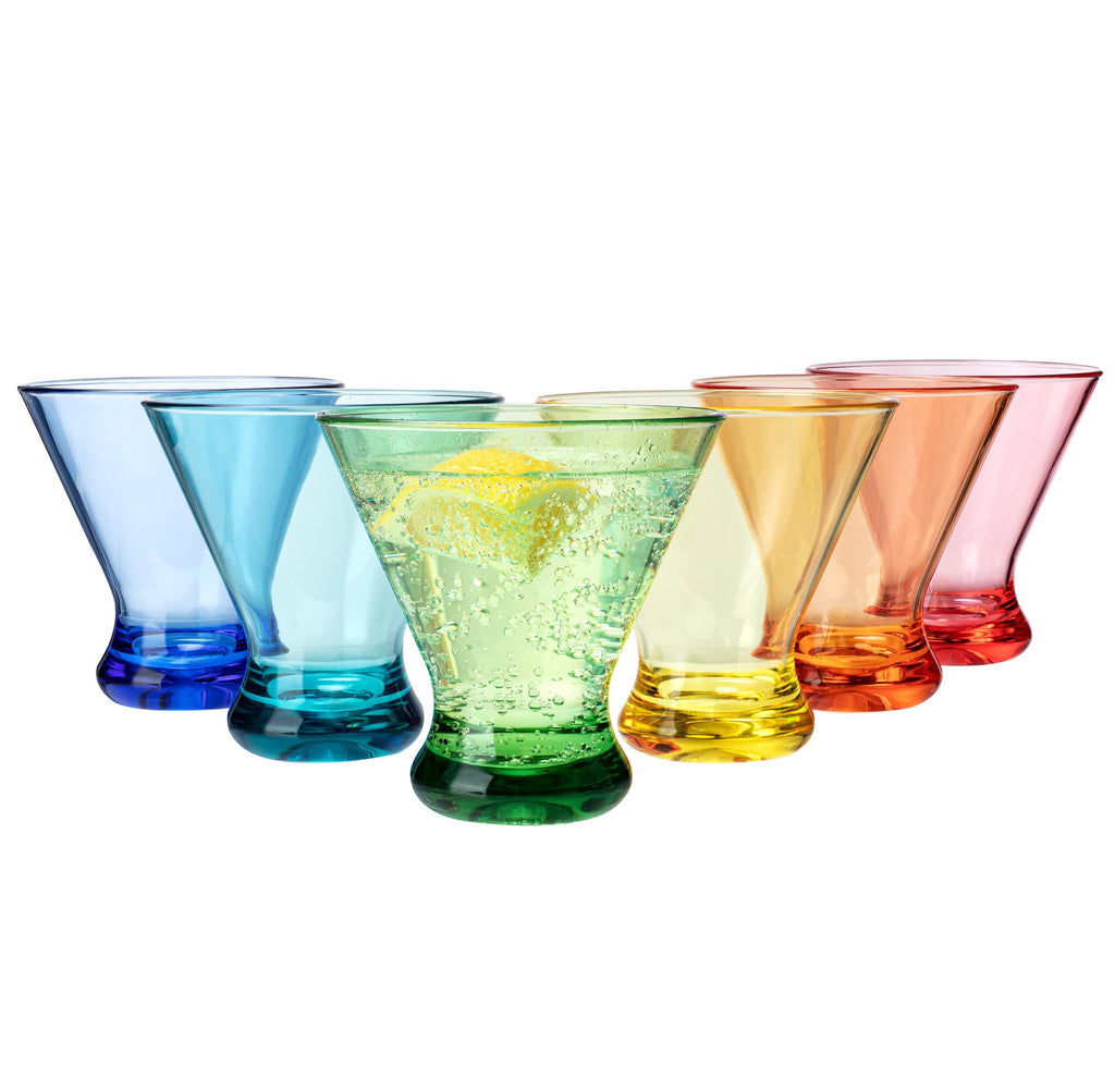 9 oz Acrylic Stemless Martini Glasses, Set of 6 Multicolor T2089