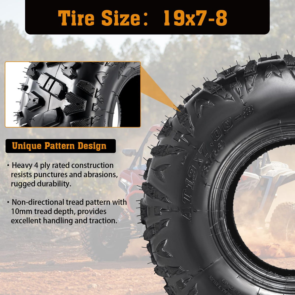 19x7-8 All-Terrain ATV UTV Tires 2 PCS O331