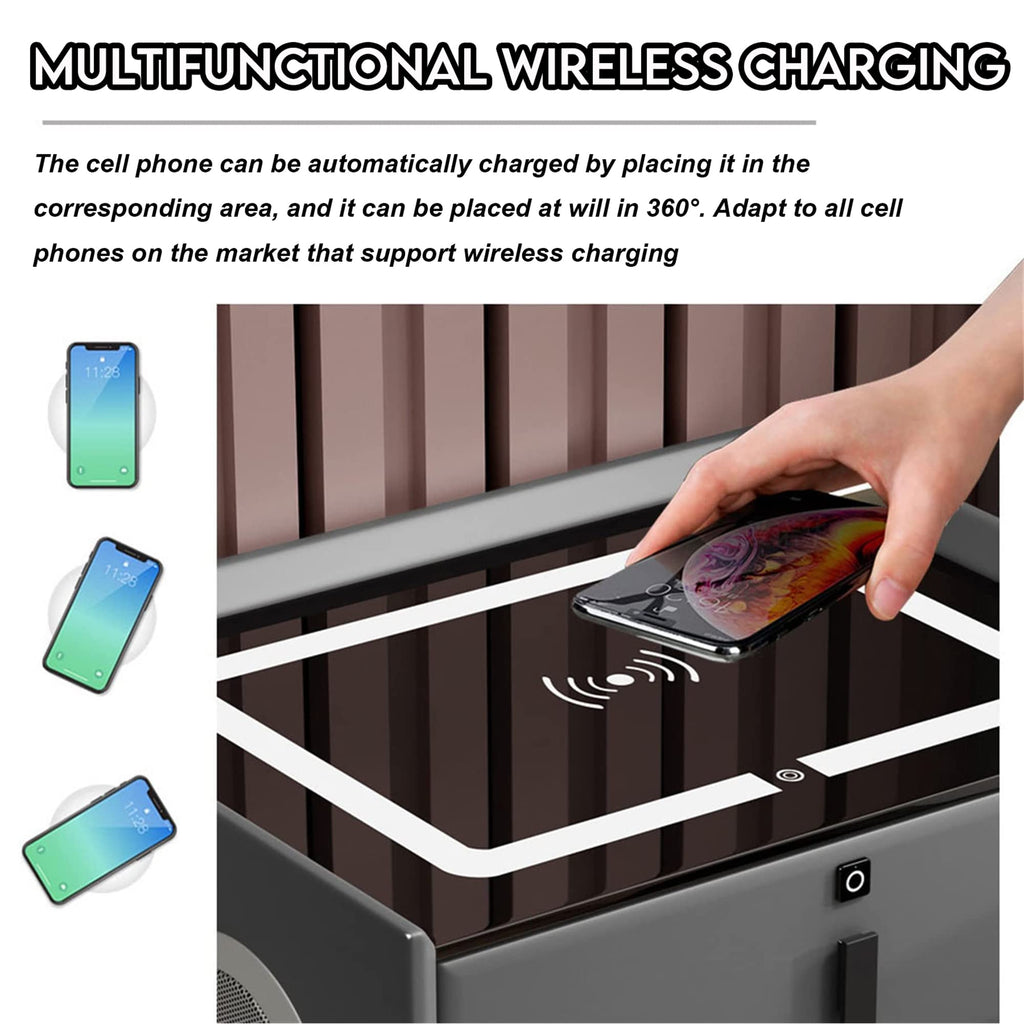 Gray 3 Drawer Nightstand with Charging Station W73546