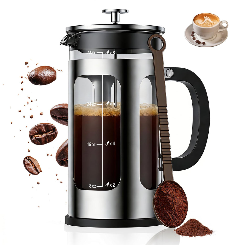 34oz Heat Resistant Glass Stainless Steel French Press Coffee Maker H599