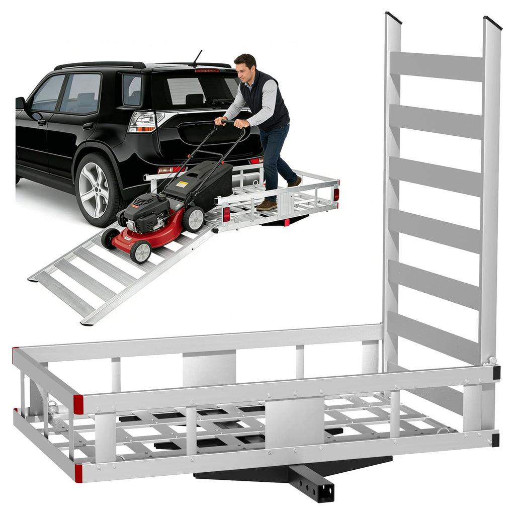 500LBS Heavy-Duty Aluminum Hitch Cargo Carrier with Ramp Q1181