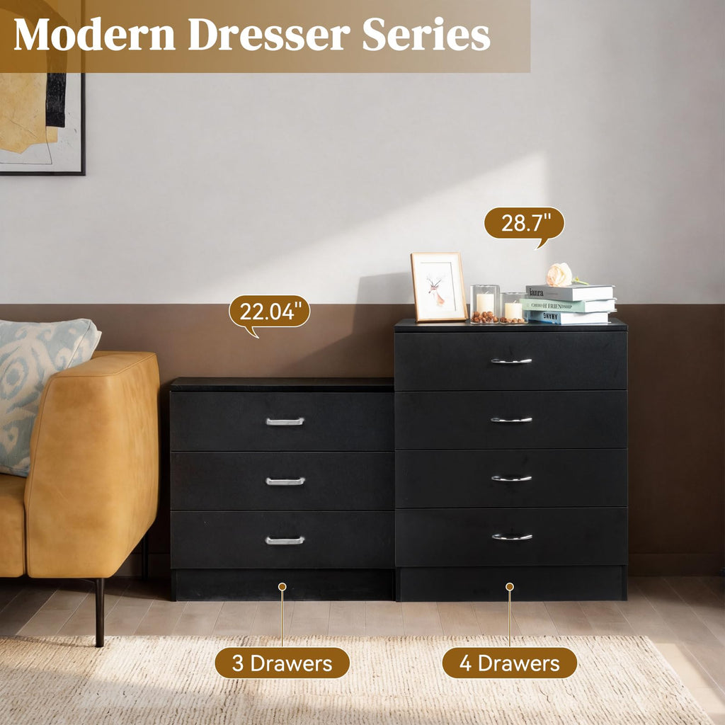 Black 4 Drawer Nightstand X2763