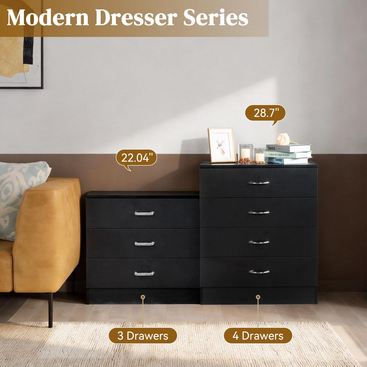 Black 4 Drawer Nightstand X2763