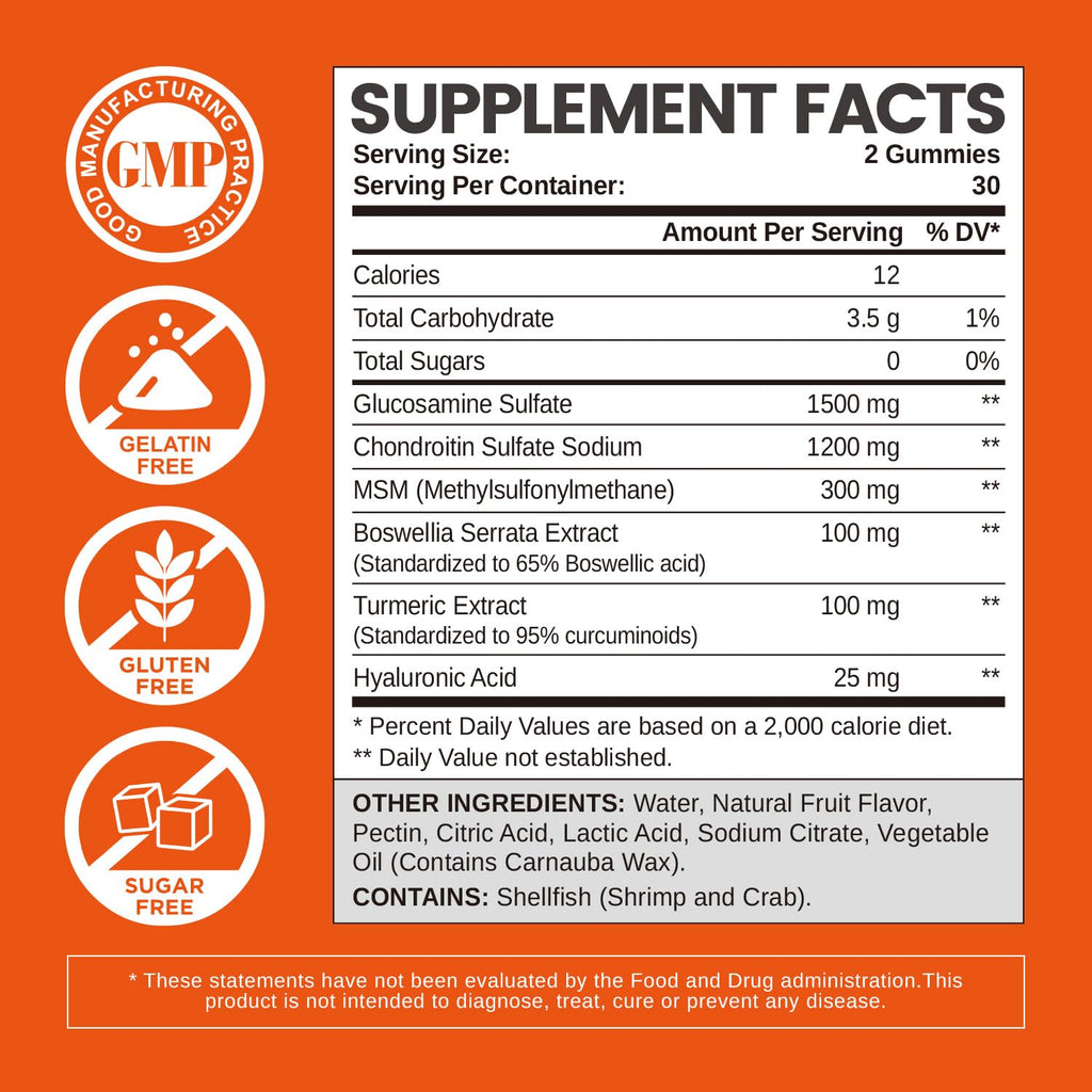 Sugar Free Glucosamine Chondroitin Gummies 60 Count G8178