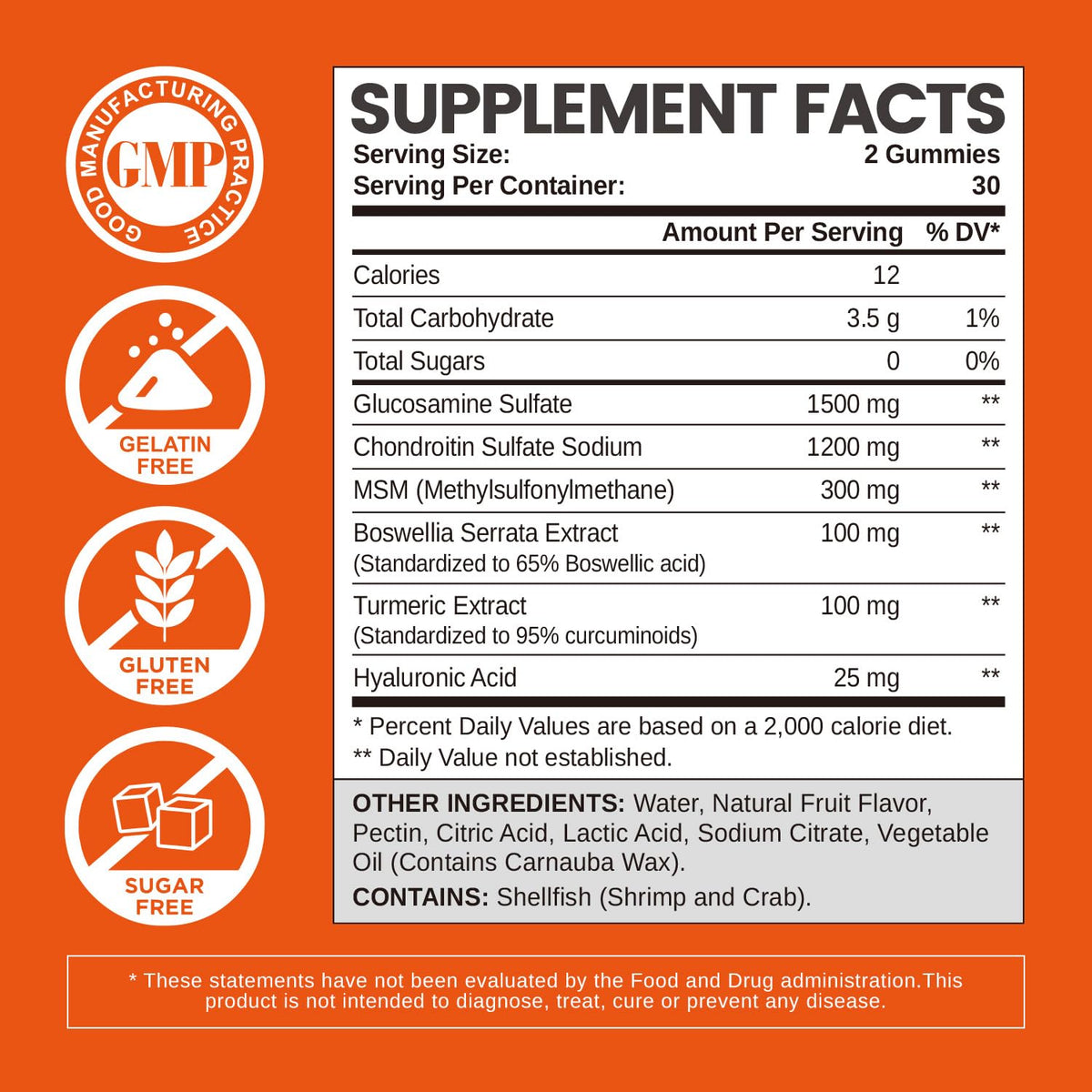 Sugar Free Glucosamine Chondroitin Gummies 60 Count G8178