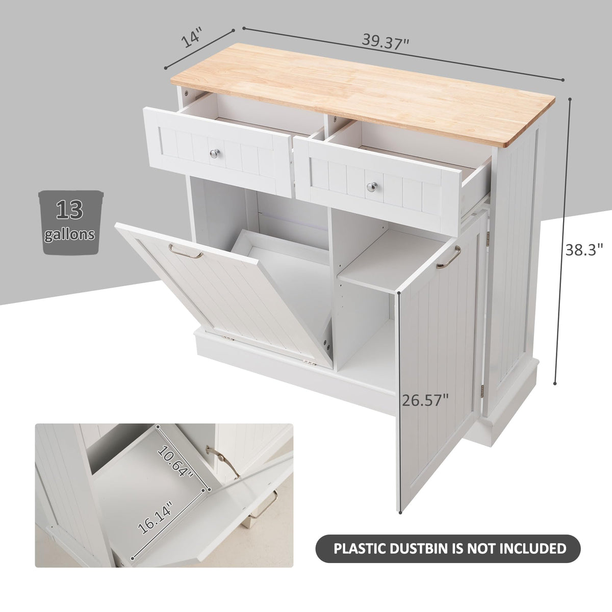 Dual Door Tilt Out Trash Can Cabinet P2545