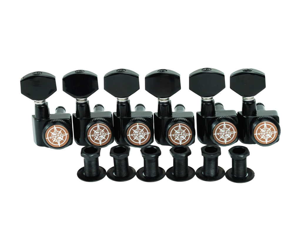 6 In-line Locking Guitar Tuners Black E896