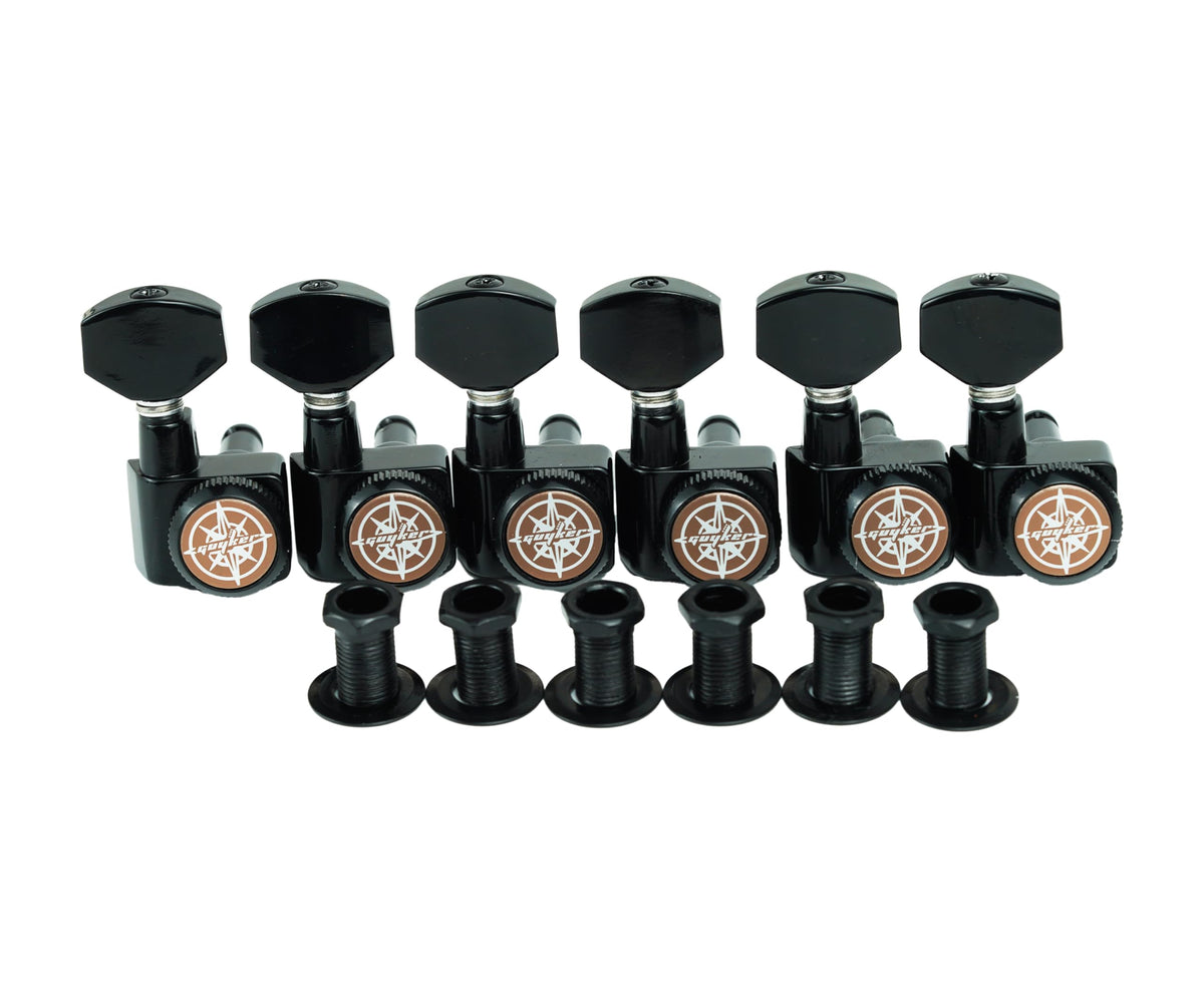 6 In-line Locking Guitar Tuners Black E896