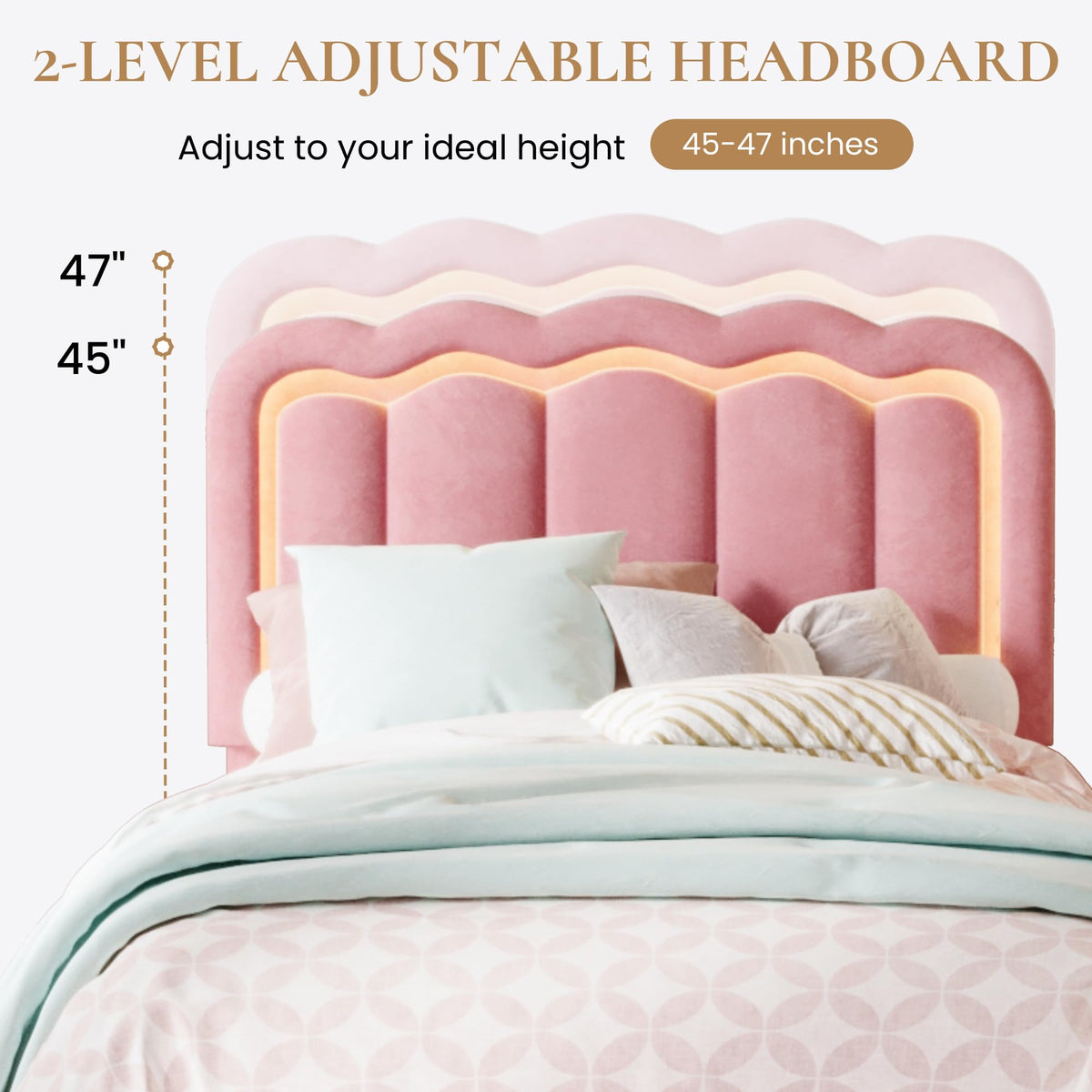 Twin Size Bed Frame with LED Lights and Storage Drawer K6914