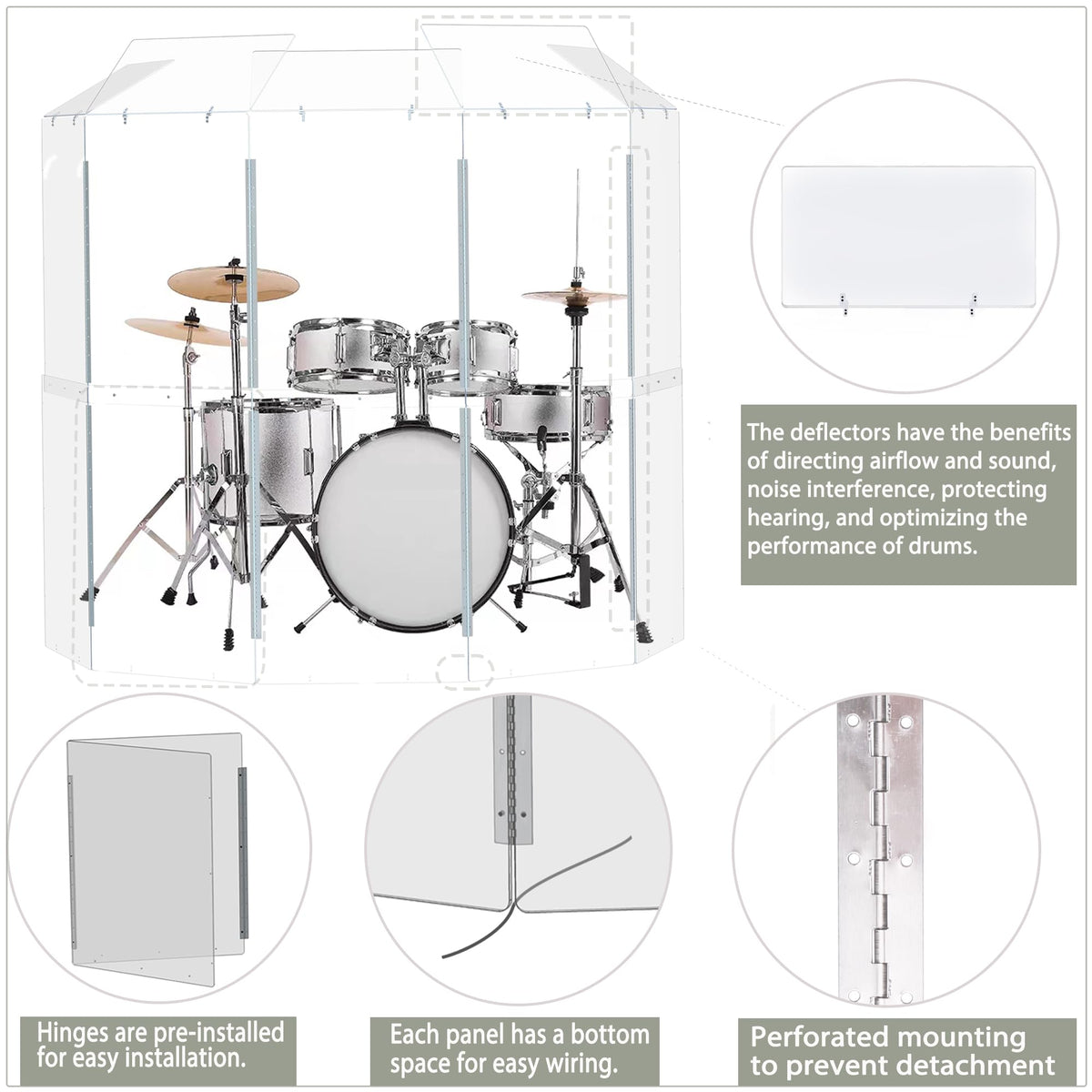 Portable Drum Shield 5-Panels 2ft x 5ft H258