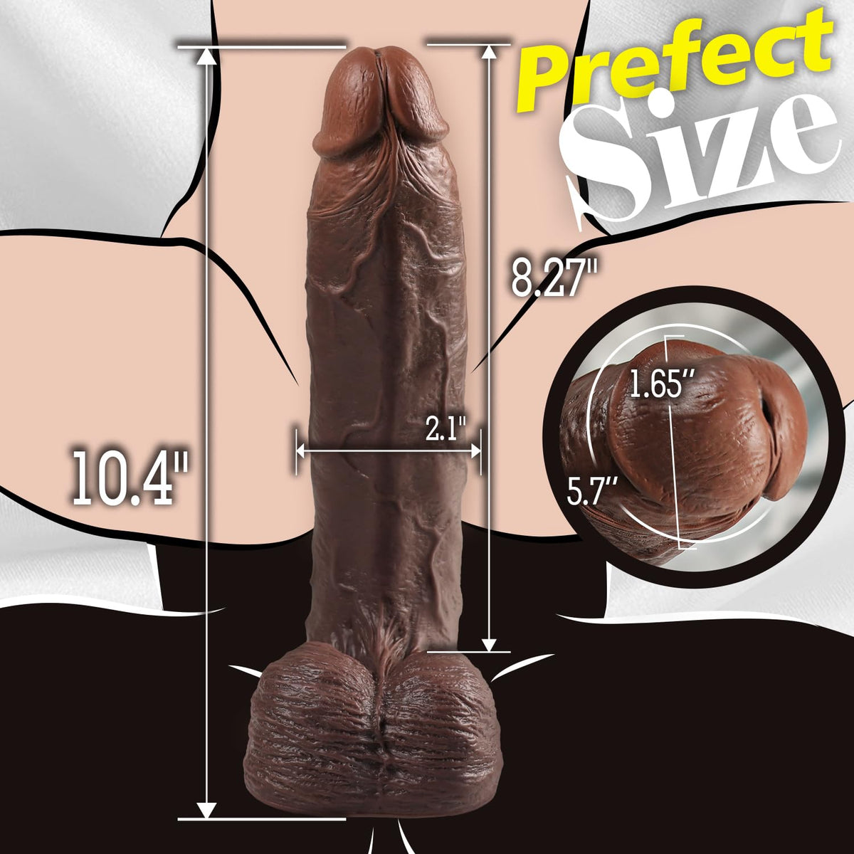 10" Realistic Big Black Curved Dildo with Suction Cup E3828