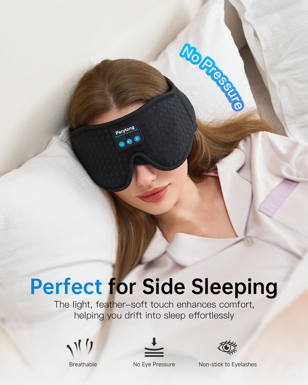 Bluetooth Sleep Mask with Headband Headphones J568