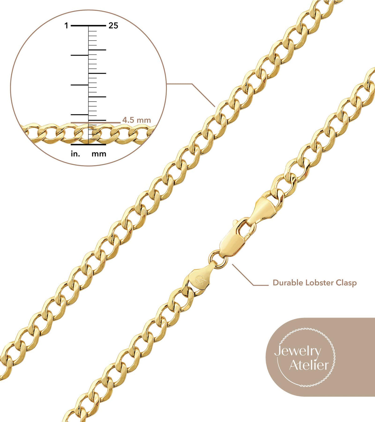 14K Yellow Gold Filled Cuban Curb Link Chain Necklace N59407