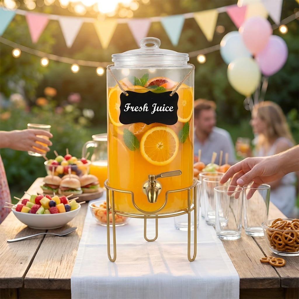 1 Gallon Glass Drink Dispenser with Stainless Steel Spigot U829236