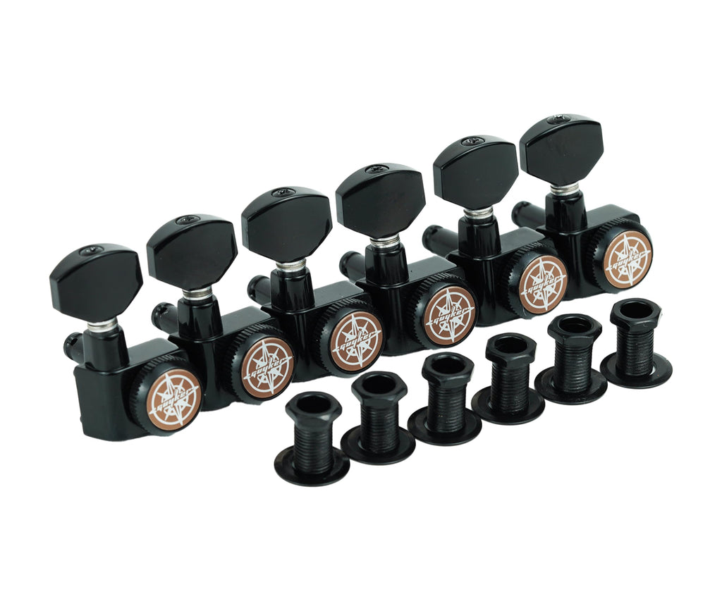 6 In-line Locking Guitar Tuners Black E896