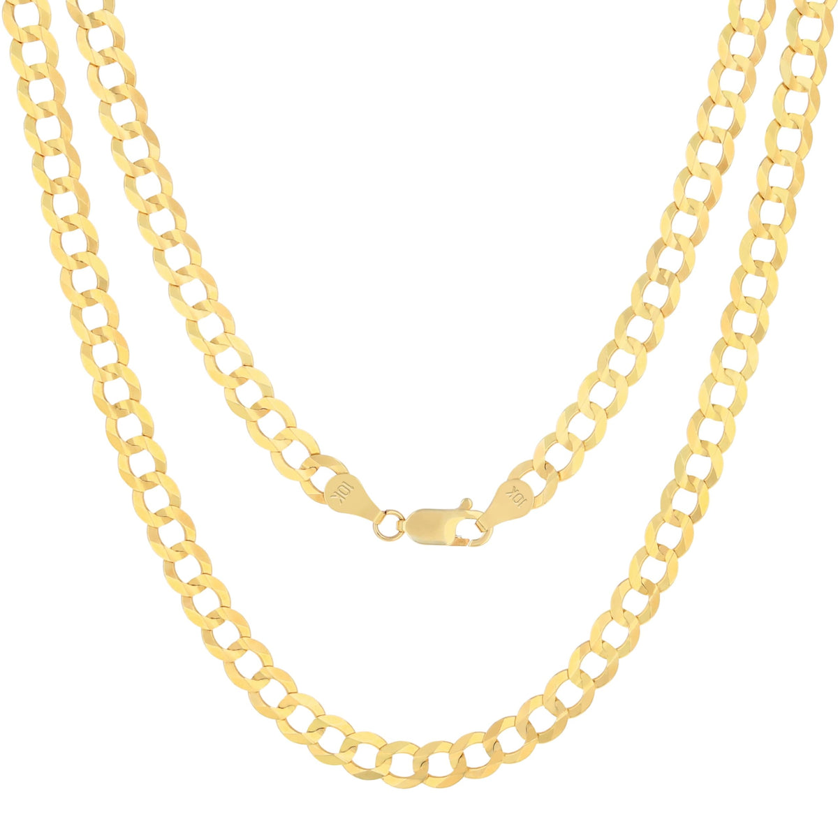 10K Yellow Gold Cuban Curb Link Chain Necklace V571371