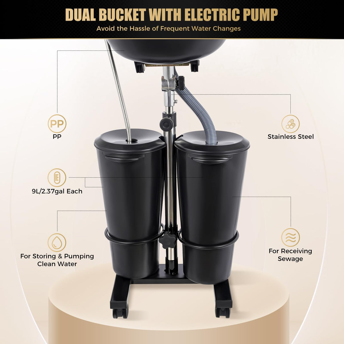 Portable Plastic Shampoo Unit with Electric Pump L956268