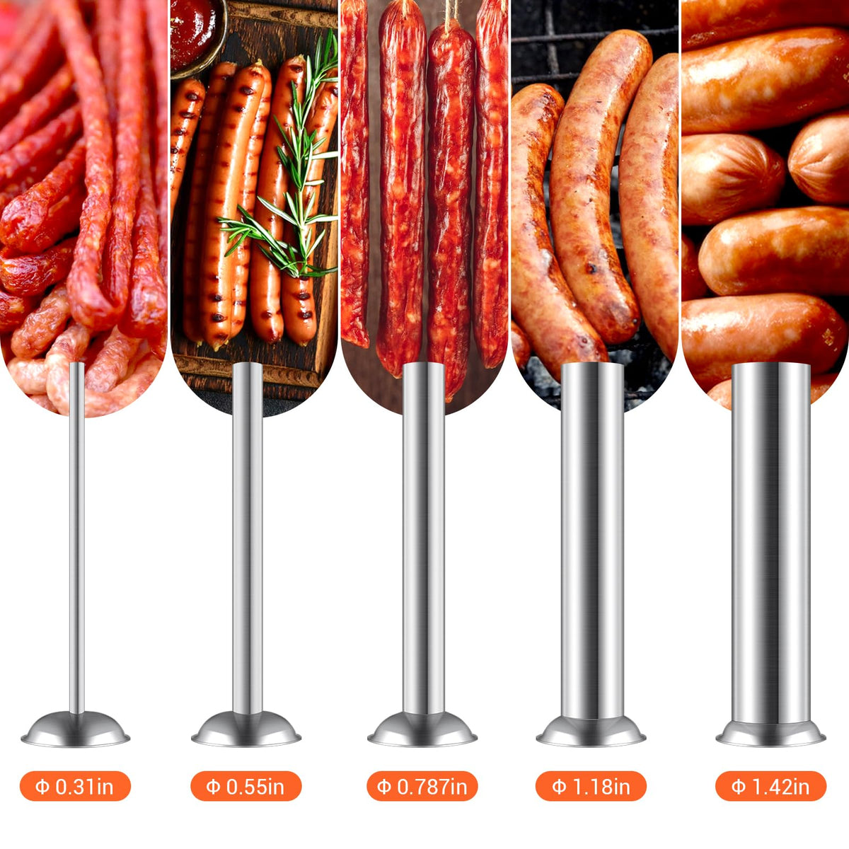 7L Vertical Stainless Steel Sausage Stuffer with 5 Filling Tubes N848029