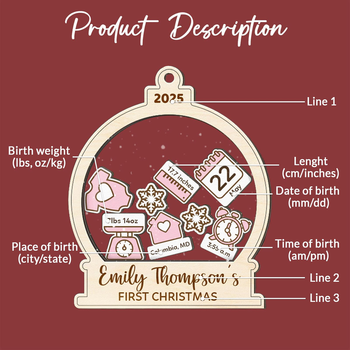 Baby's First Christmas Ornament 2026 Spherical I70170