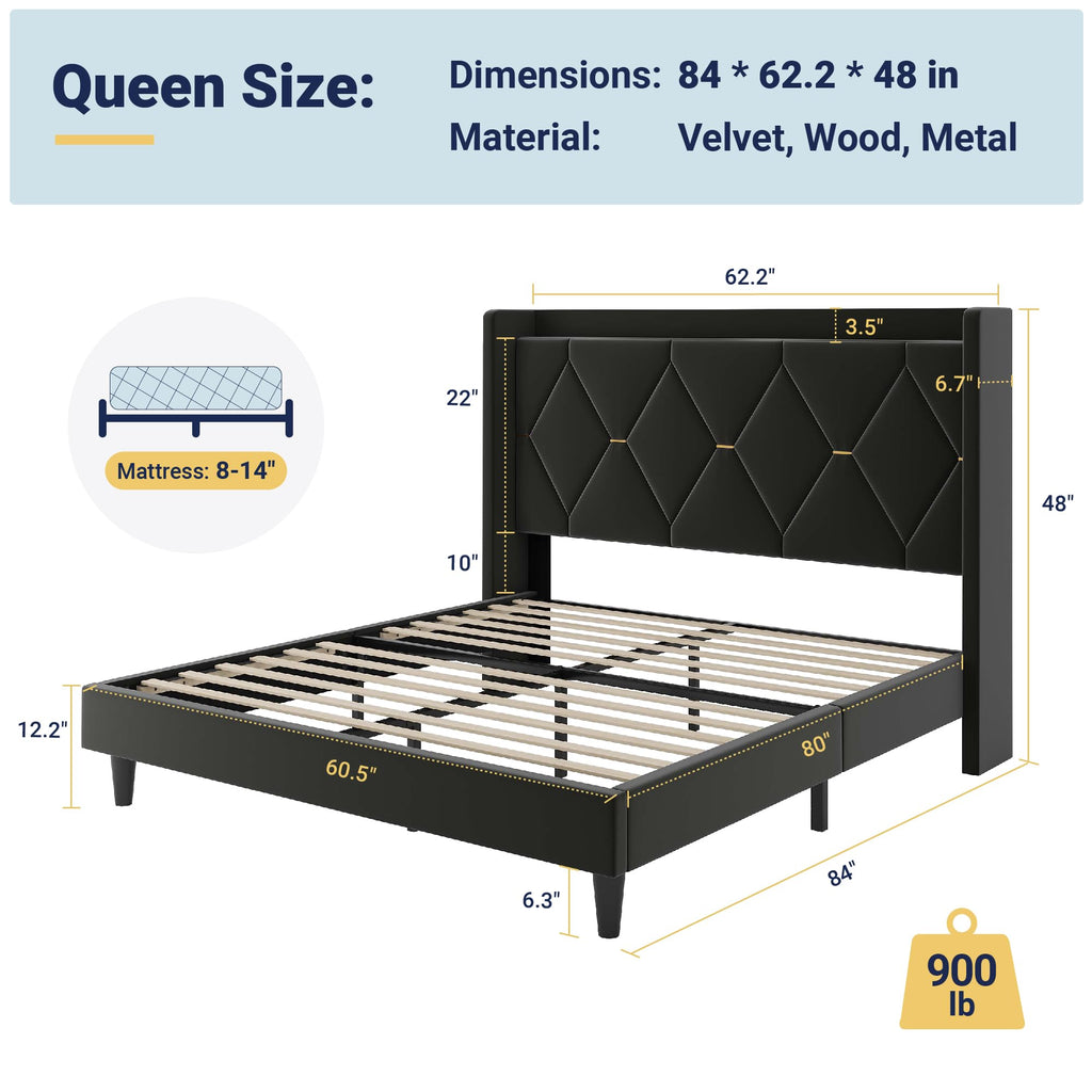 Queen Bed Frame with Storage Headboard M78602