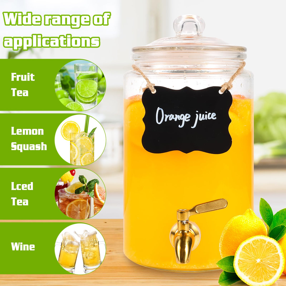 1 Gallon Glass Drink Dispenser with Stainless Steel Spigot U829236