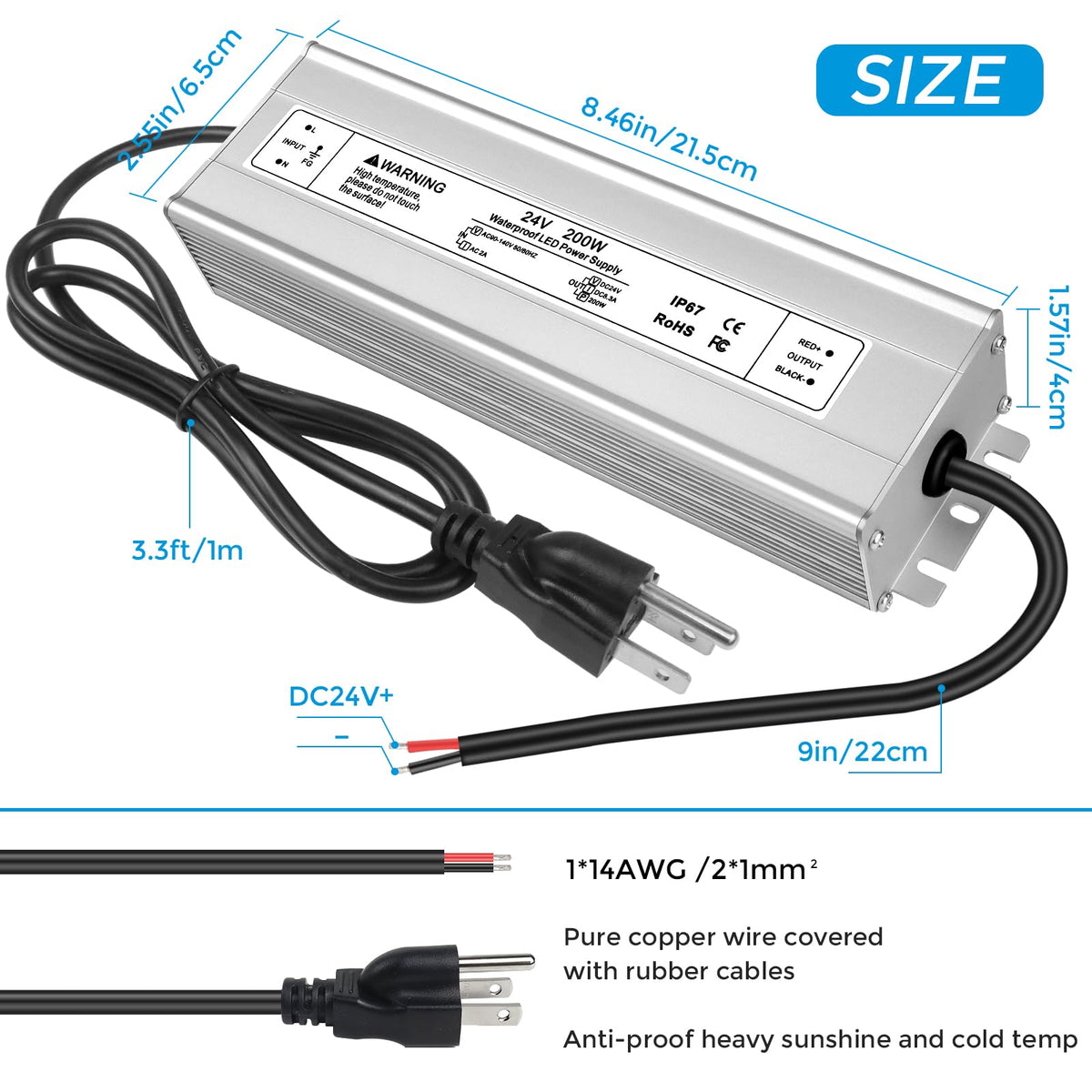 24V 200W IP67 Waterproof LED Power Supply P11973