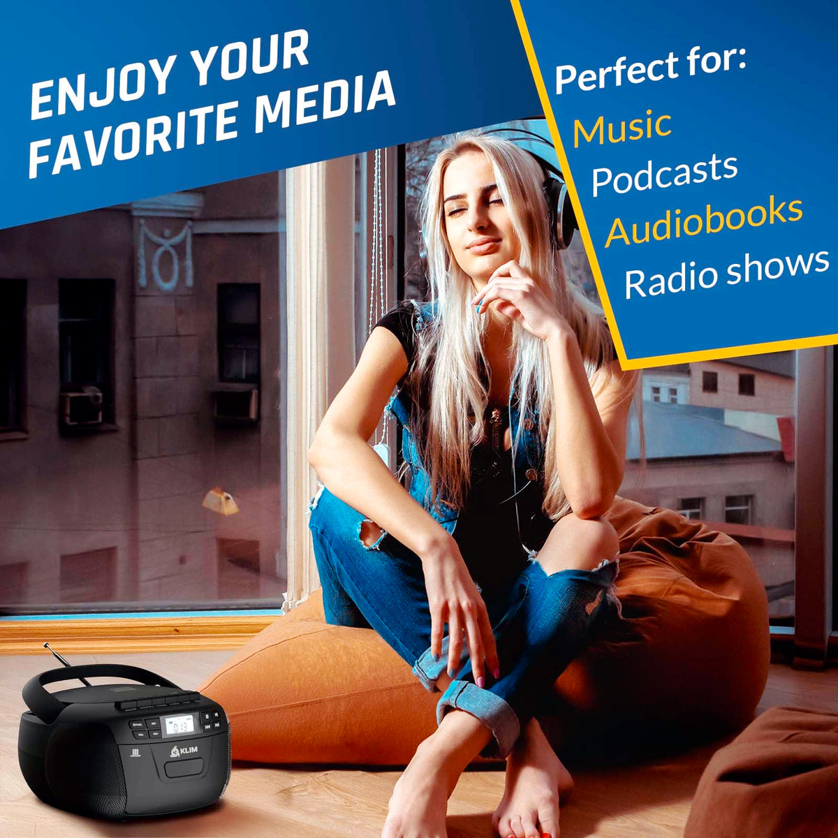 CD Cassette Player with Bluetooth AM FM Radio USB Drive H2461
