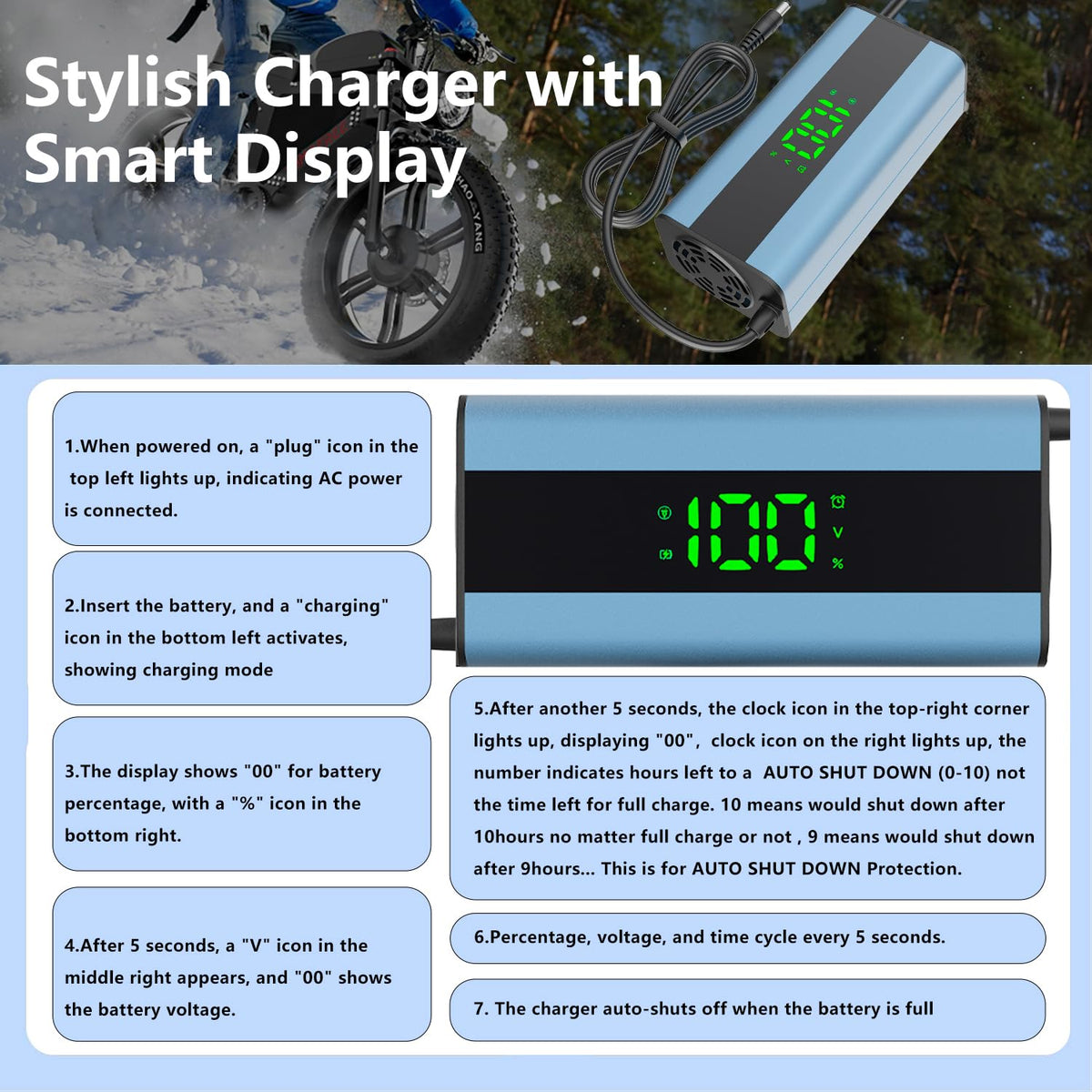 54.6V 3A Electric Scooter Charger 6 in 1 Plugs V356