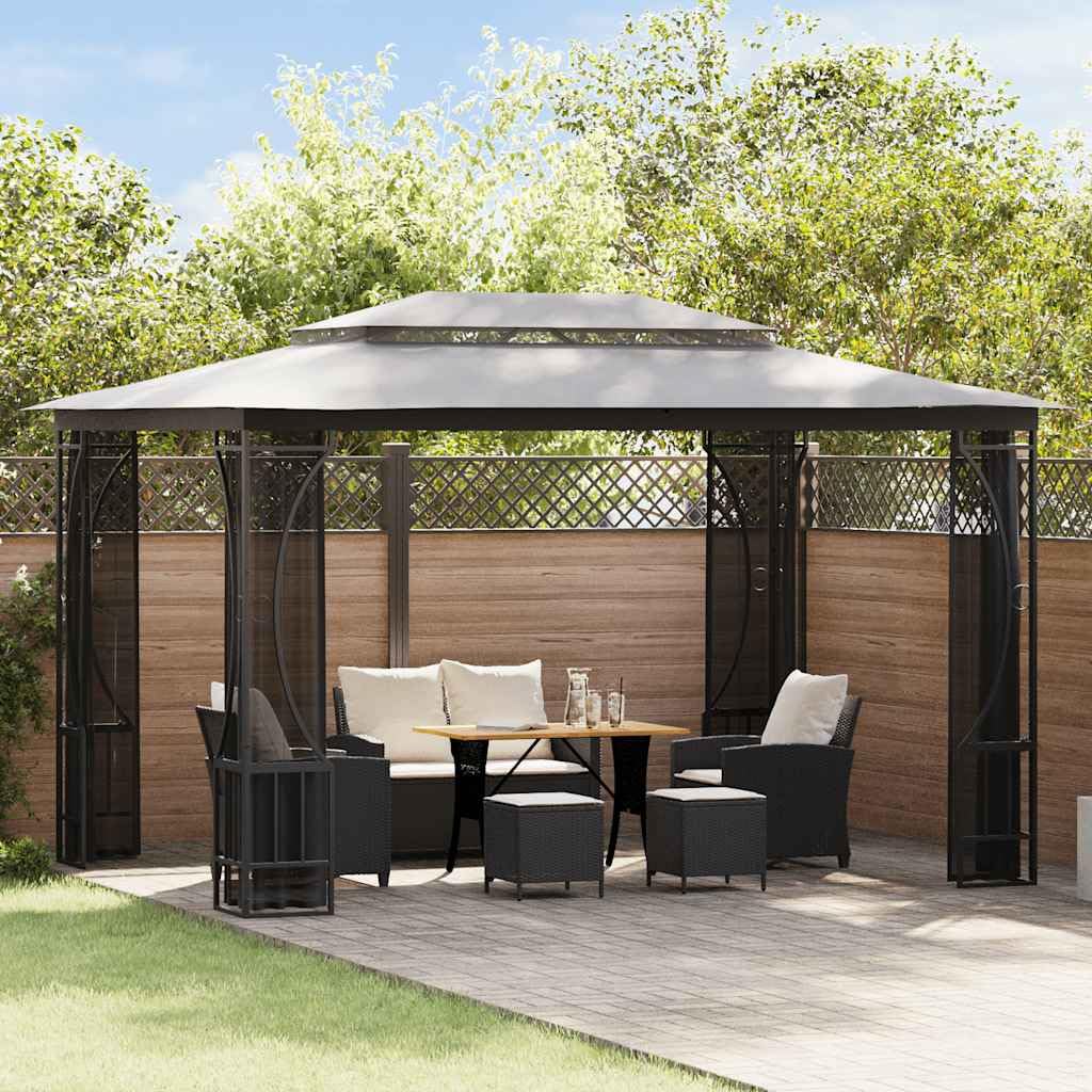 Steel Frame Gazebo with Nets 9.8x13.1x8.7 Feet Anthracite I343876