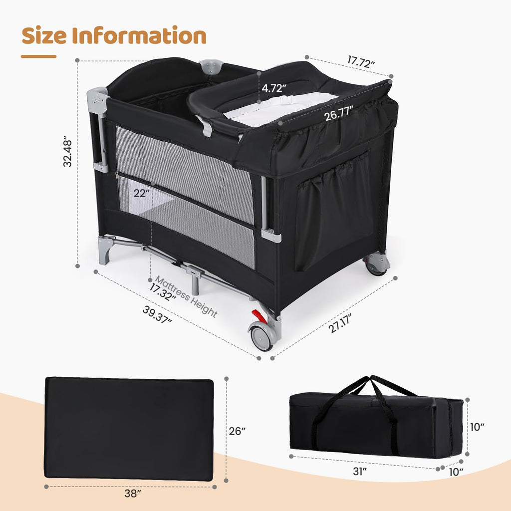 5-in-1 Pack and Play with Bassinet and Changing Table B7466