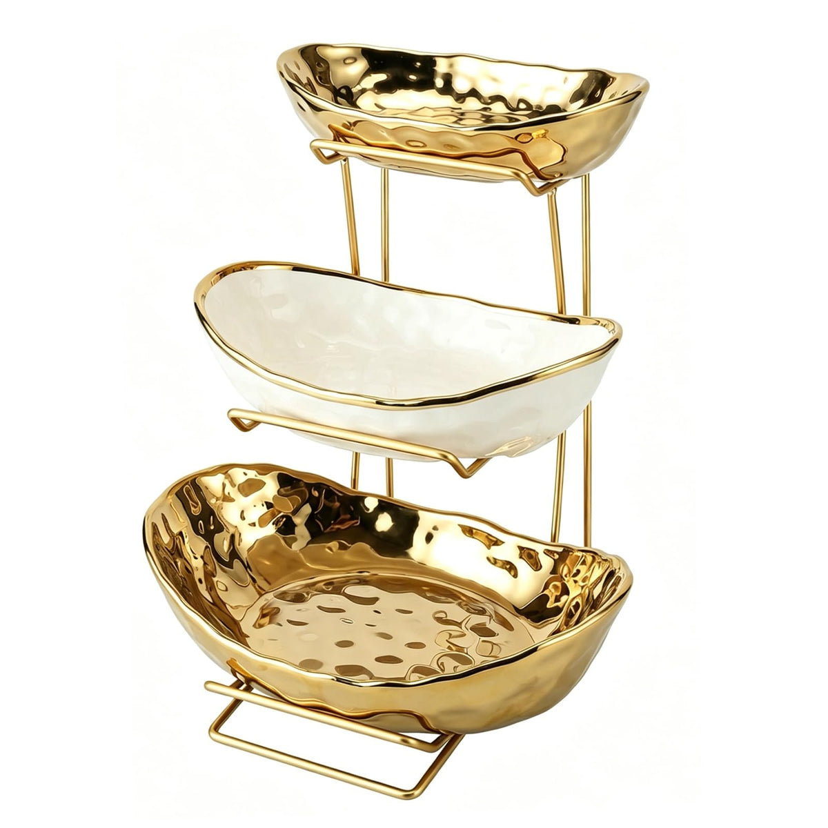 3 Tier Ceramic Fruit Bowl with Metal Rack L9240