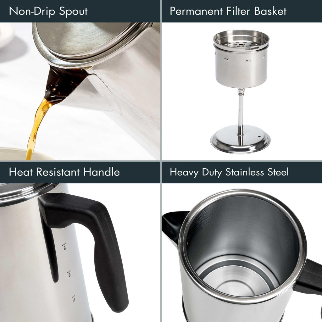 Stainless Steel 8 Cup Stovetop Coffee Percolator S904