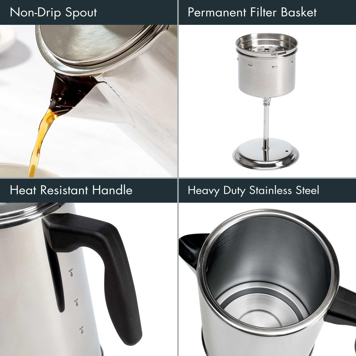 Stainless Steel 8 Cup Stovetop Coffee Percolator S904