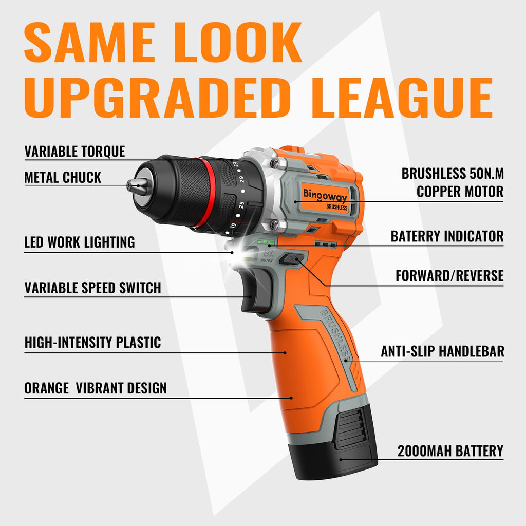 16.8V Brushless Cordless Drill Set with 2 Batteries J15256