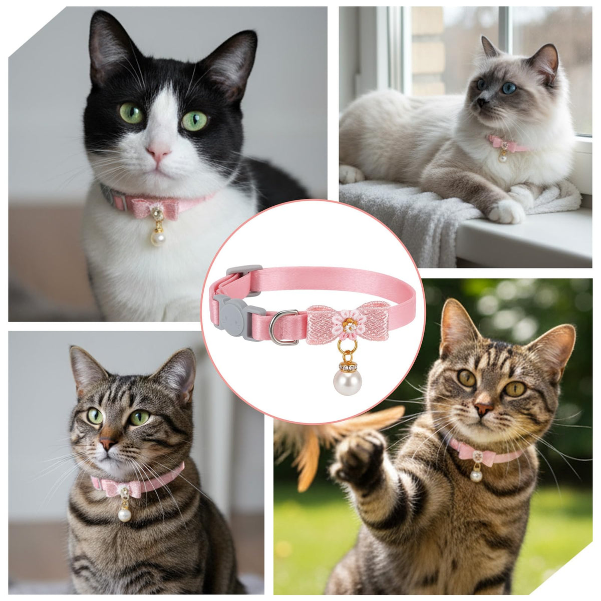 Adjustable Pink Breakaway Cat Collar Y878