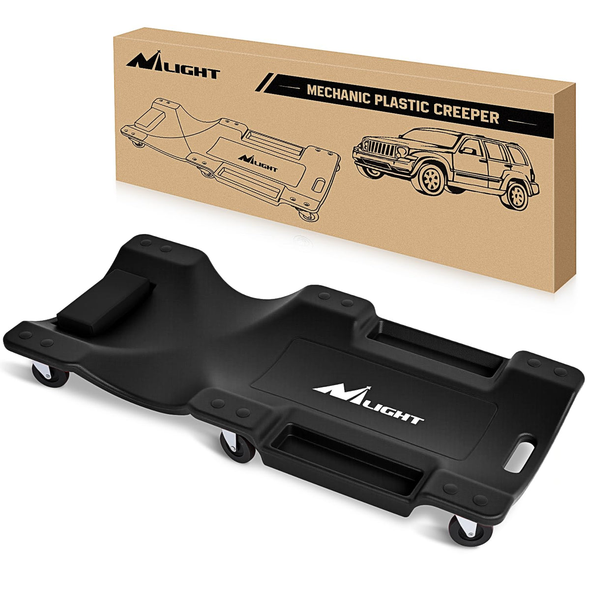 40" Mechanic Plastic Creeper with Padded Headrest S835331