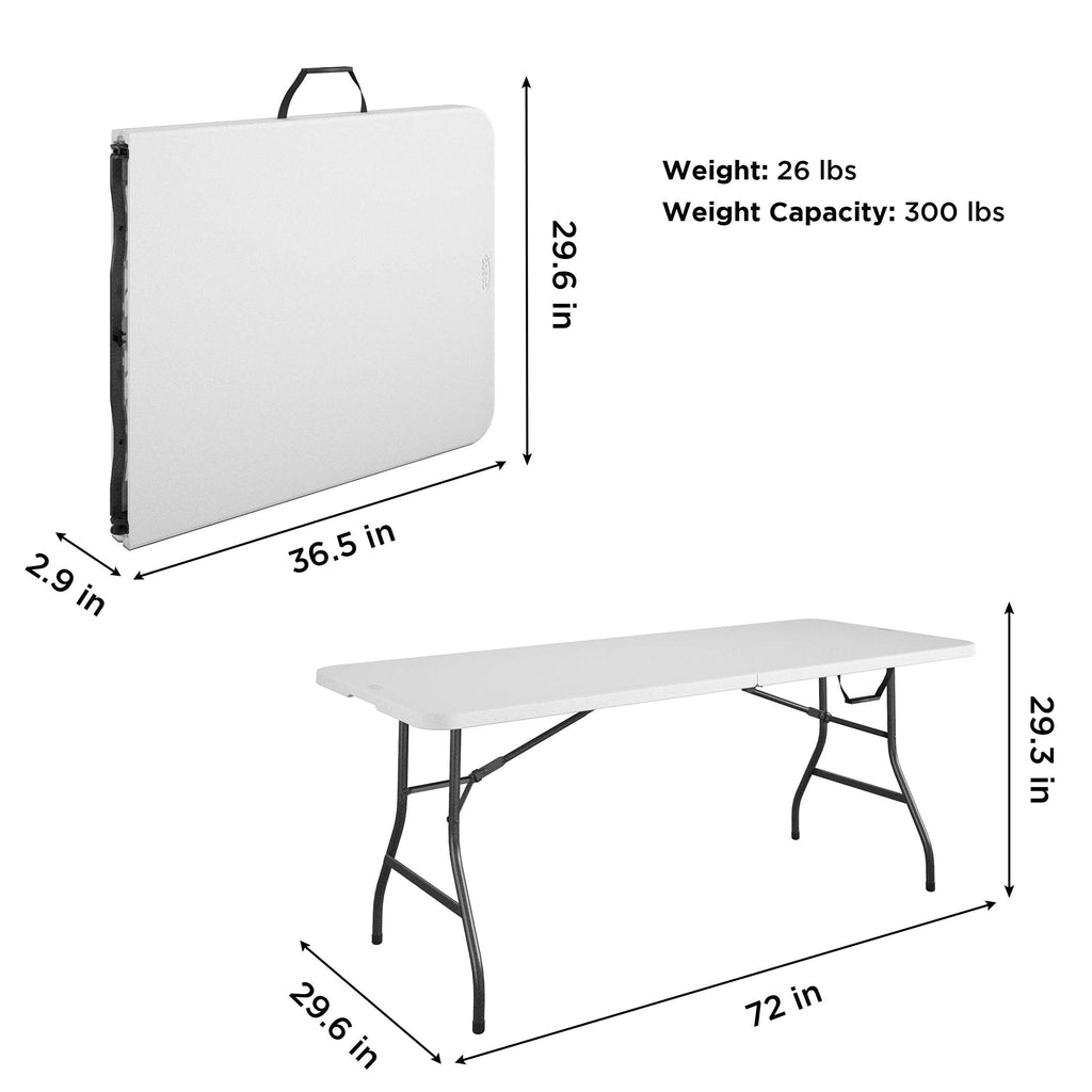 6ft White Blow Molded Folding Table B958