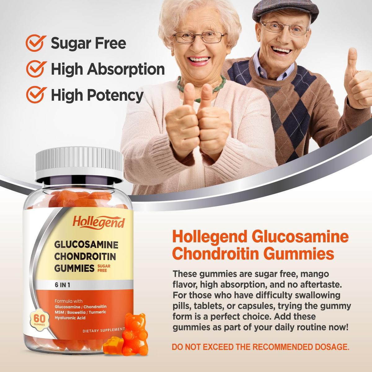 Sugar Free Glucosamine Chondroitin Gummies 60 Count G8178