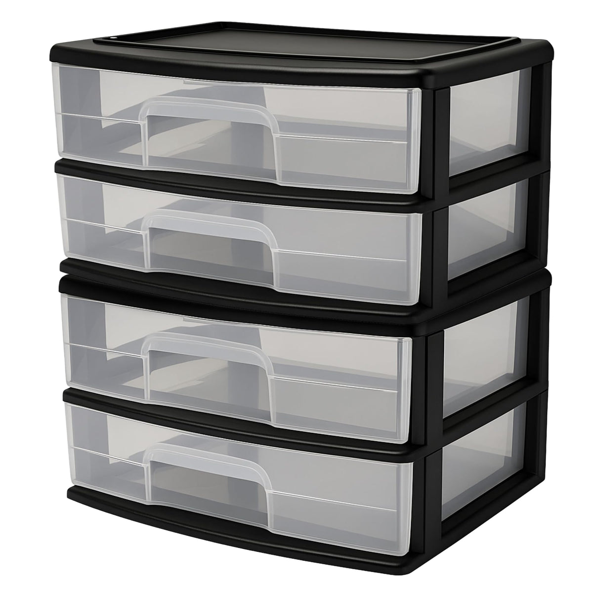 2-Tier Black Storage Drawer Tower, 2 Pack E54405