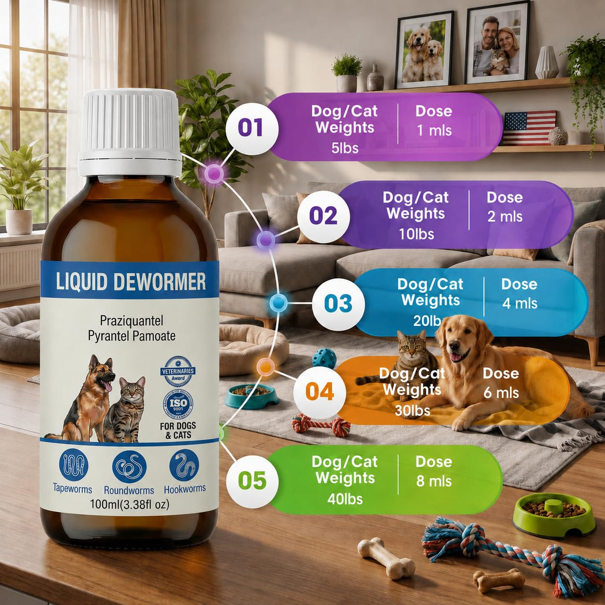 Liquid Dewormer for Dogs & Cats 3.5 fl oz M3557