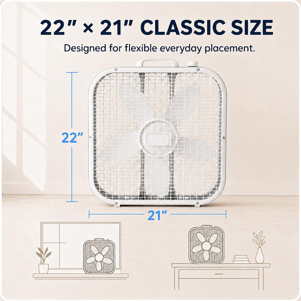 20 Inch 3-Speed White Box Fan S16562