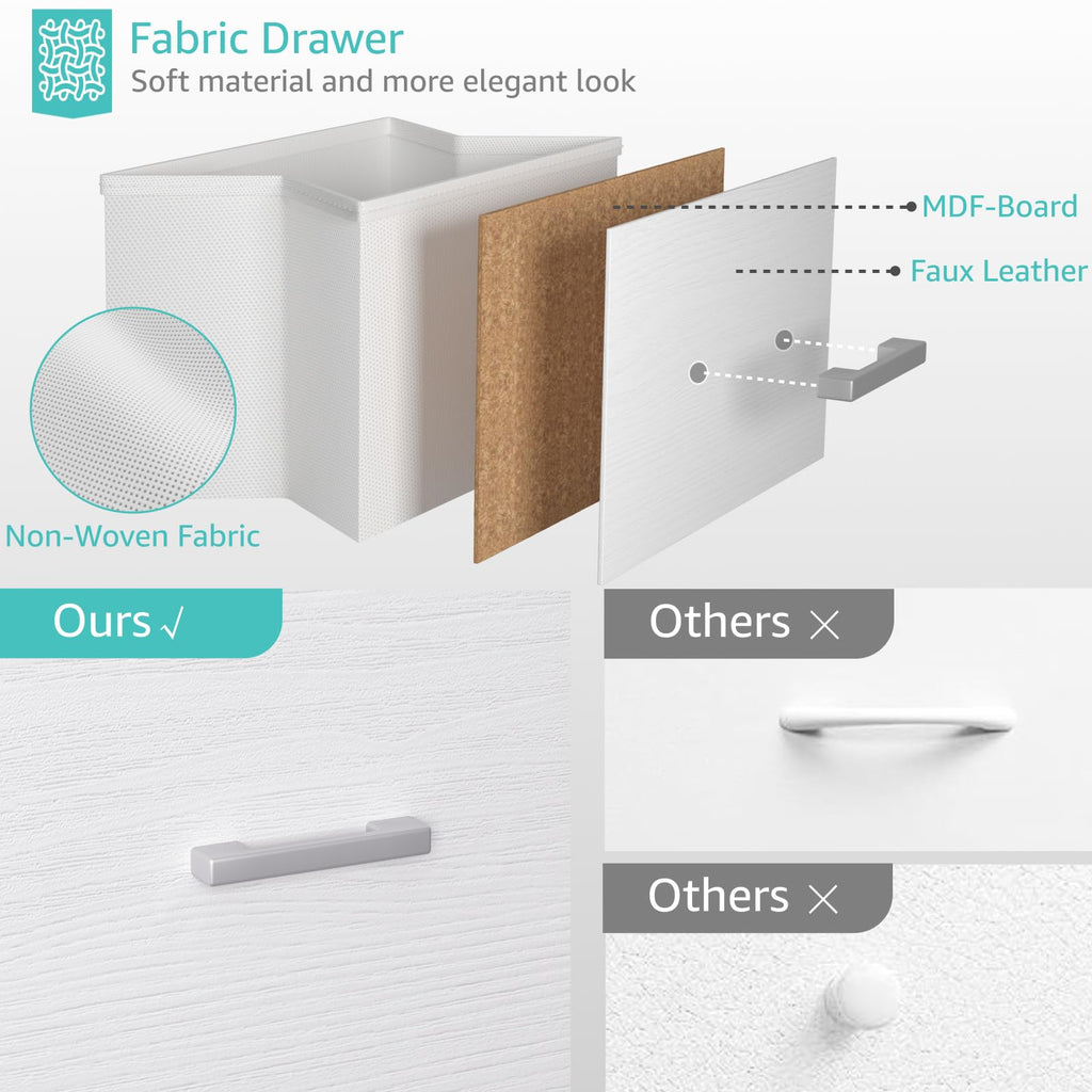 White 2 Drawer Fabric Storage Dresser E78751