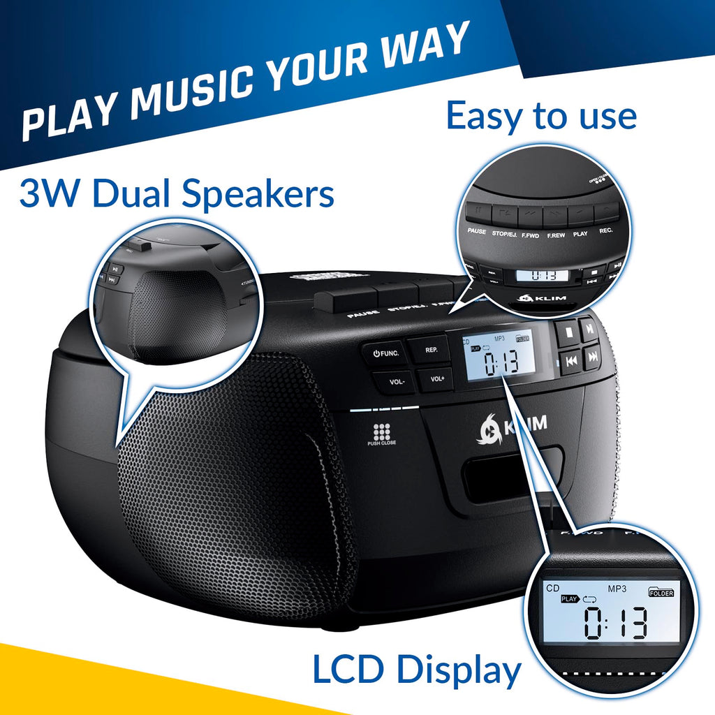 CD Cassette Player with Bluetooth AM FM Radio USB Drive H2461
