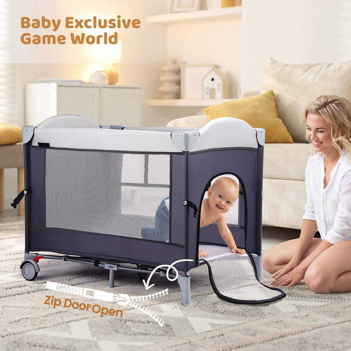 5 in 1 Pack and Play with Bassinet and Changing Table R869