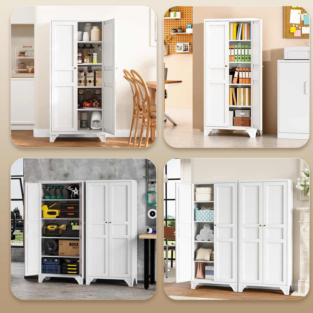 White Kitchen Pantry Storage Cabinet 61" L772