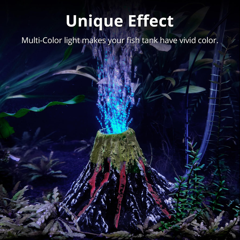 Aquarium Bubbler Decoration LED Volcano Ornament Q193