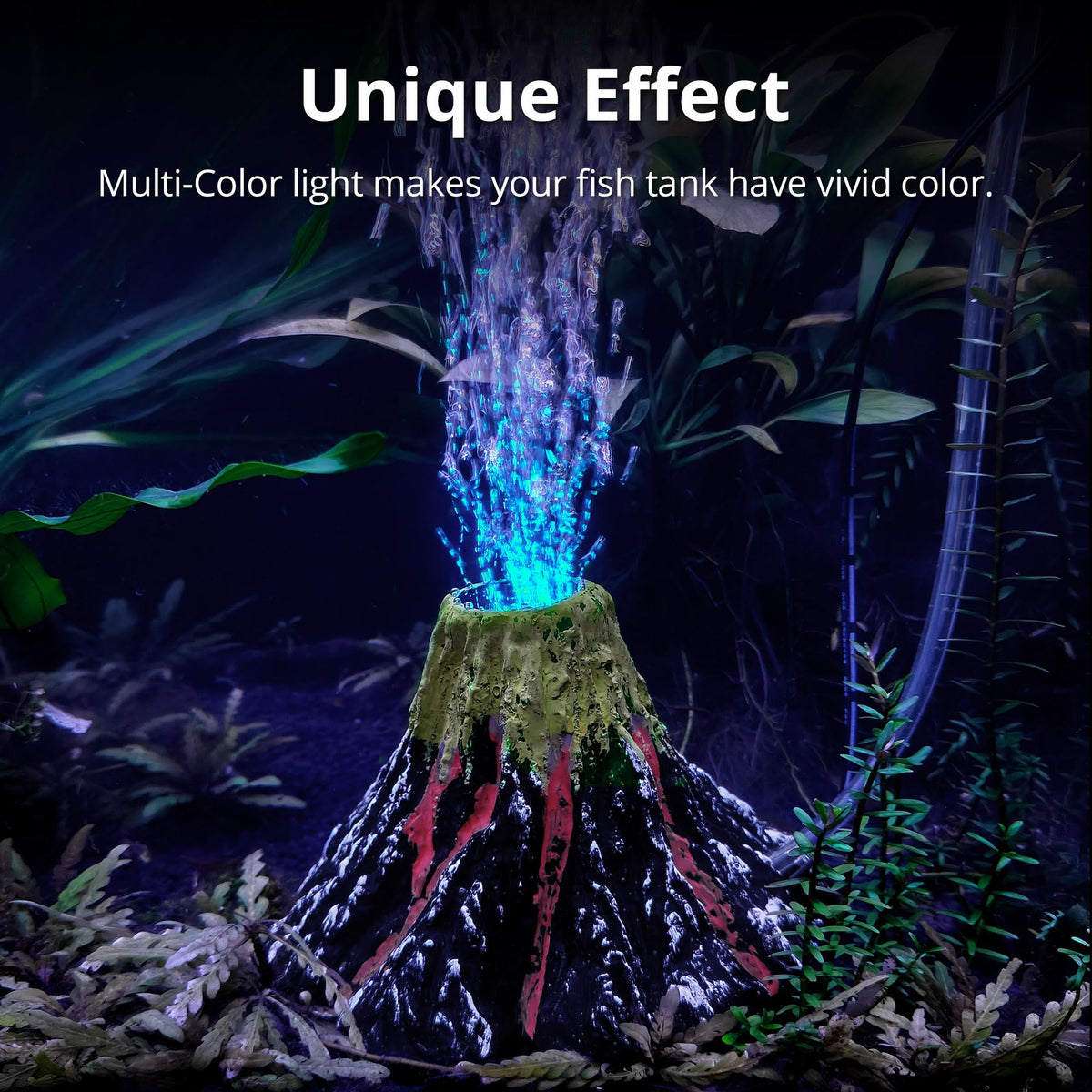 Aquarium Bubbler Decoration LED Volcano Ornament Q193