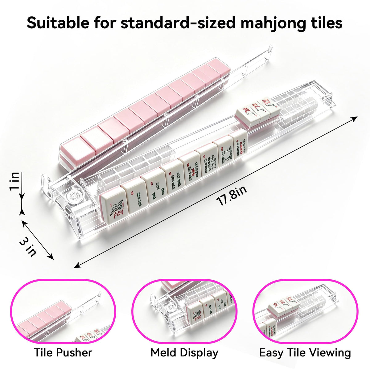 Set of 4 Clear Acrylic Mahjong Racks with Pushers H66919