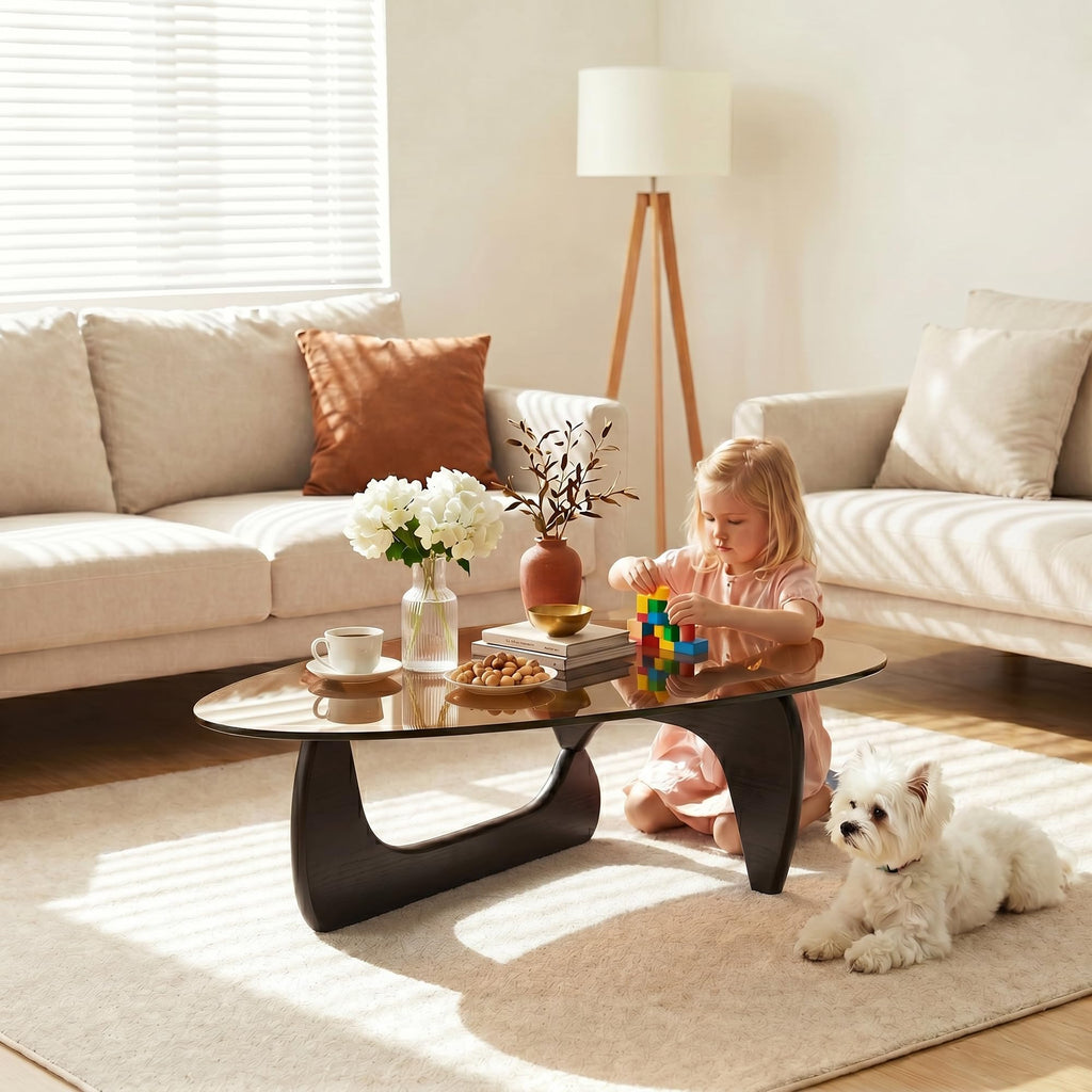 32" Black Tempered Glass Coffee Table B76547